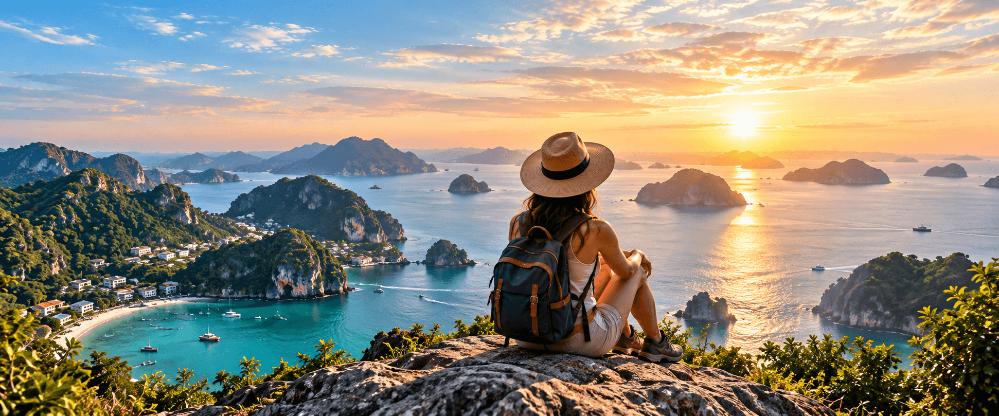 Traveller overlooking a beautiful destination